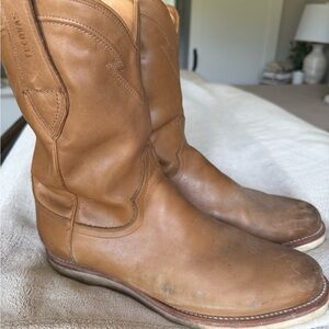 Tecovas Tan Cowboy Boots Genuine Leather Roper Style